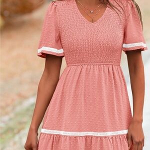 Chic Coral Smocked Maxi Dress